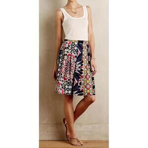 NWT Anthropologie Fez Pleated weston Skirt geometric print multicolor size small